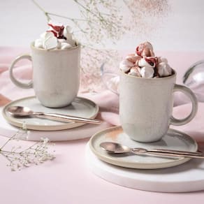 Conjunto de Canecas e Pires Porto Brasil Coup Stoneware Latte Off White 330ml - 4 Peças - 2