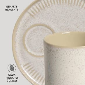 Conjunto de Canecas e Pires Porto Brasil Coup Stoneware Latte Off White 330ml - 4 Peças - 3