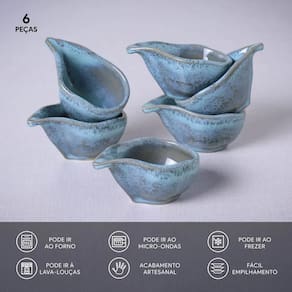 Conjunto de Molheiras Ovais Porto Brasil Orgânico Breeze Azul 40ml - 6 Peças - MOLHEIRA OVAL ORGANICO BREEZE 8x6 6P PORTO BRASIL - 2