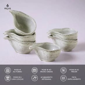 Conjunto de Molheiras Ovais Porto Brasil Orgânico Pistache Verde Menta 40ml - 6 Peças - 3