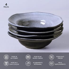 Conjunto de Pratos de Sobremesa Porto Brasil Orgânico Dust Preto 250ml - 4 Peças - 3