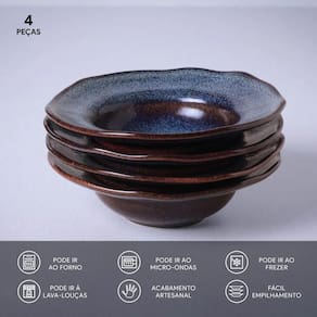 Conjunto de Pratos de Sobremesa Porto Brasil Orgânico Titanium 250ml - 4 Peças - 2