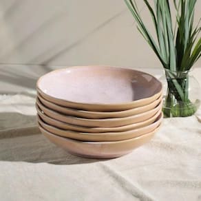 Conjunto de Pratos Fundos Porto Brasil Bio Litchi Rosa Claro 830ml – 6 Peças - 1