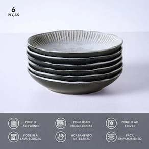 Conjunto de Pratos Fundos Porto Brasil Linhas Dust 830ml - 6 Peças - 2