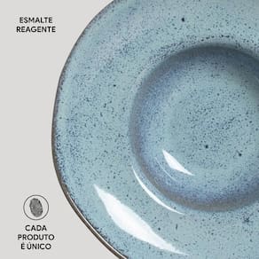 Conjunto com 4 Pratos para Massa Porto Orgânico Breeze em Stoneware 28cm – Azul - 3