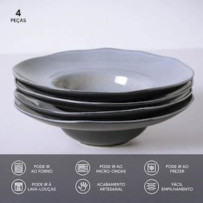 Conjunto de Pratos para Massa Porto Brasil Orgânico Dust 450ml - 4 Peças - 3