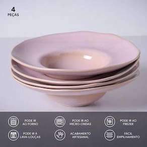 Conjunto de Pratos para Massa Porto Brasil Orgânico Litchi 450ml - 4 Peças - 2