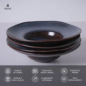 Conjunto de Pratos para Massa Porto Brasil Orgânico Titanium 450ml - 4 Peças - 2