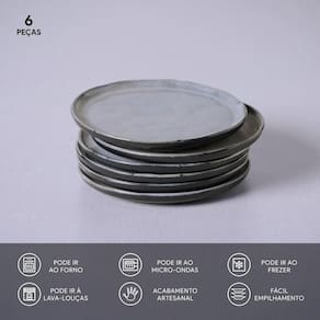 Conjunto de Pratos para Pão Porto Brasil Bio Dust - 6 Peças - 2