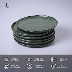 Conjunto de Pratos para Pão Porto Brasil Bio Greenery - 6 Peças - 2