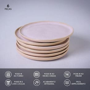 Conjunto de Pratos para Pão Porto Brasil Bio Litchi - 6 Peças - 2