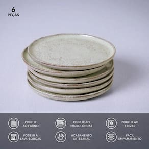 Conjunto de Pratos para Pão Porto Brasil Bio Pistache - 6 Peças - 2