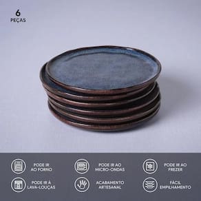 Conjunto de Pratos para Pão Porto Brasil Bio Titanium - 6 Peças - 2