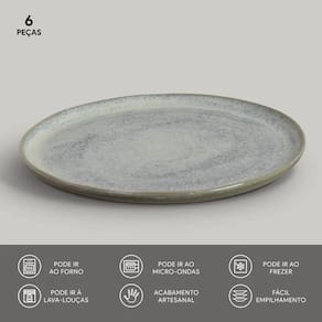 Conjunto de Pratos Rasos Porto Brasil Bio Green Granite 29cm - 6 Peças - 1