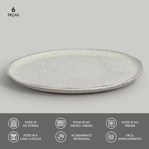 Conjunto de Pratos Rasos Porto Brasil Bio Pistache Verde Menta 29cm - 6 Peças - 2