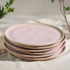 Conjunto de Pratos Rasos Porto Brasil Linhas Litchi Rosa Claro 27,5cm - 6 Peças - 1