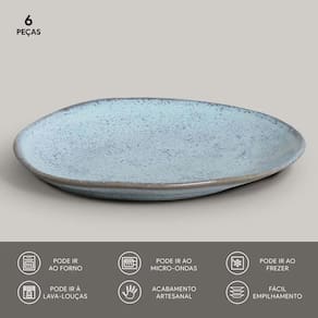 Conjunto de Pratos Oval Porto Brasil Orgânico Breeze 31cm - 6 Peças - 2