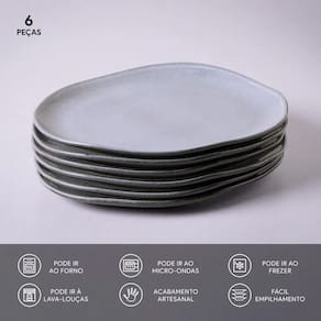 Conjunto de Pratos Oval Porto Brasil Orgânico Dust 31cm - 6 Peças - 2