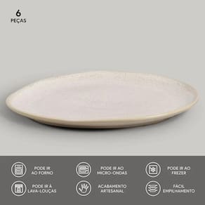 Conjunto de Pratos Oval Porto Brasil Orgânico Latte 31cm - 6 Peças - 2