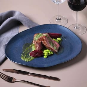 Conjunto de Pratos Oval Porto Brasil Orgânico Night Blue 31cm - 6 Peças - 1