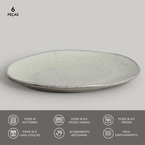 Conjunto de Pratos Rasos Ovais Porto Brasil Orgânico Pistache Verde 31cm - 6 Peças - 2