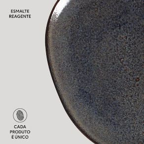 Conjunto de Pratos Rasos Ovais Porto Brasil Orgânico Titanium Azul Escuro 31cm - 6 Peças - 3