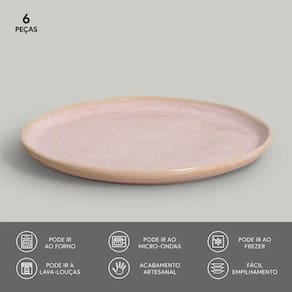 Conjunto de Pratos de Sobremesa Porto Brasil Bio Litchi Rosa Claro 21,5cm - 6 Peças - 3