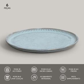 Conjunto de Pratos de Sobremesa Porto Brasil Linhas Breeze Azul 21,5cm - 6 Peças - 2
