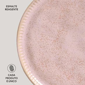 Conjunto de Pratos de Sobremesa Porto Brasil Linhas Litchi Rosa Claro 21,5cm - 6 Peças - 3