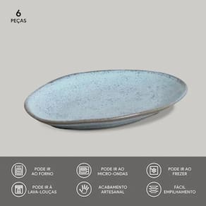 Conjunto de Pratos de Sobremesa Ovais Porto Brasil Orgânico Breeze 22,5cm - 6 peças - 2