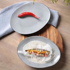 Conjunto de Pratos de Sobremesa Ovais Porto Brasil Orgânico Dust 22,5cm - 6 peças - 1