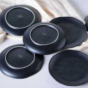 Conjunto de Pratos de Sobremesa Ovais Porto Brasil Orgânico Preto Matte 22,5cm - 6 peças - 2