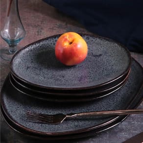 Conjunto de Pratos de Sobremesa Ovais Porto Brasil Orgânico Titanium 22,5cm - 6 peças - 1