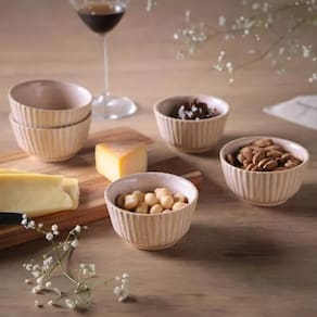 Conjunto de Ramequins Médios Porto Brasil Linhas Litchi com 6 Peças 170ml – Rosa Claro - 1