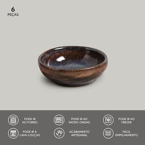 Conjunto de Ramequins Médios Porto Brasil Orgânico Titanium com 6 Peças 70ml - Azul - 1