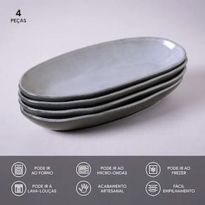 Conjunto de Travessas Ovais Grandes Porto Brasil Orgânico Dust 32x16cm - 4 Peças - 2