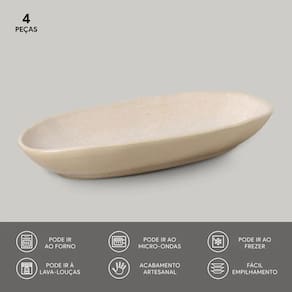 Conjunto de Travessas Ovais Grandes Porto Brasil Orgânico Latte 32x16cm - 4 Peças - 2