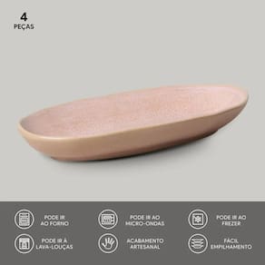 Conjunto de Travessas Ovais Grandes Porto Brasil Orgânico Litchi 32x16cm - 4 Peças - 2