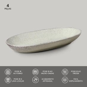 Conjunto de Travessas Ovais Grandes Porto Brasil Orgânico Pistache 32x16cm - 4 Peças - 2