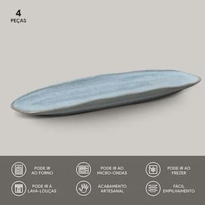 Conjunto de Travessas Ovais Rasas Grandes Porto Brasil Orgânico Breeze 36x13cm – 4 Peças - 3