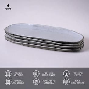 Conjunto de Travessas Ovais Rasas Grandes Porto Brasil Orgânico Dust 36x13cm – 4 Peças - 2