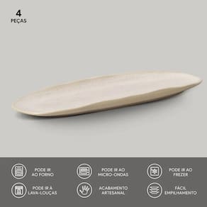 Conjunto de Travessas Oval Rasa Grande Porto Brasil Orgânico Latte 36x13cm - 4 Peças - 1