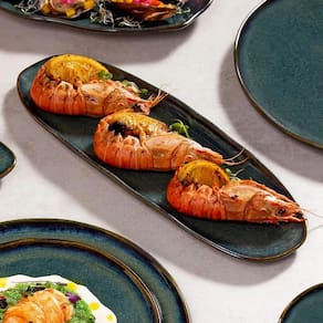 Conjunto de Travessas Oval Rasa Grande Porto Brasil Orgânico Oceano 36x13cm - 4 Peças - 1