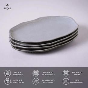 Conjunto de Travessas Oval Rasa Média Porto Brasil Bio Dust 30x20cm - 4 Peças - 2