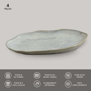 Conjunto de Travessas Oval Rasa Média Porto Brasil Bio Green Granite 30x20cm - 4 Peças - 2
