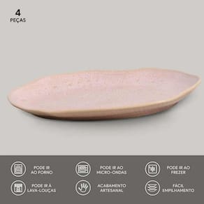 Conjunto de Travessas Oval Rasa Média Porto Brasil Bio Litchi 30x20cm - 4 Peças - 2