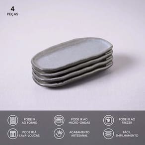 Conjunto de Travessas Oval Rasa Mini Porto Brasil Orgânico Dust 16,5x8cm - 4 Peças - 2