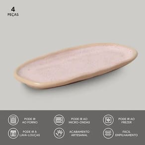 Conjunto de Travessas Ovais Rasas Porto Brasil Orgânico Litchi 16,5x8cm - 4 Peças - 3