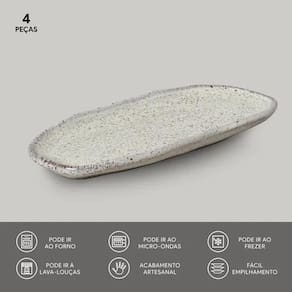 Conjunto de Travessas Ovais Rasas Porto Brasil Orgânico Pistache 16,5x8cm - 4 Peças - 1