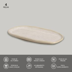 Conjunto de Travessas Ovais Pequenas Porto Brasil Orgânico Latte 23x11cm - 4 Peças - 2